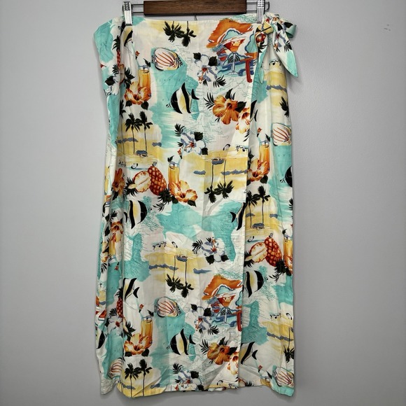 Liz Claiborne Dresses & Skirts - Vintage Liz Claiborne Skirt 16 Tropical Floral Maxi Faux Wrap‎ Indie Colorful